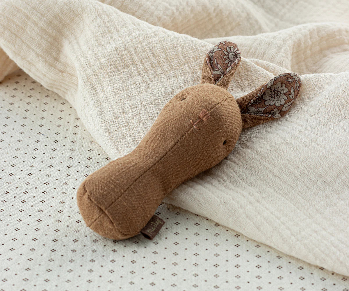 Lullaby Friend Rattles, Bunny Rattle - Chocolate - Image 2