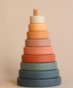 Sabo Concept Wooden Pyramid Stacker - Green & Mustard
