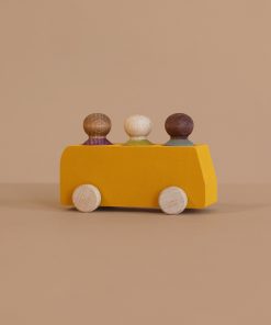 Lubulona Wooden Bus with 3 Figures - Yellow