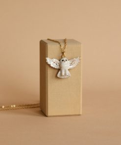 Gold and White Snowy Owl Necklace