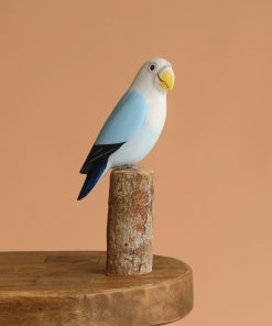 Hand Carved Lovebird - Light Blue - 7.5"H