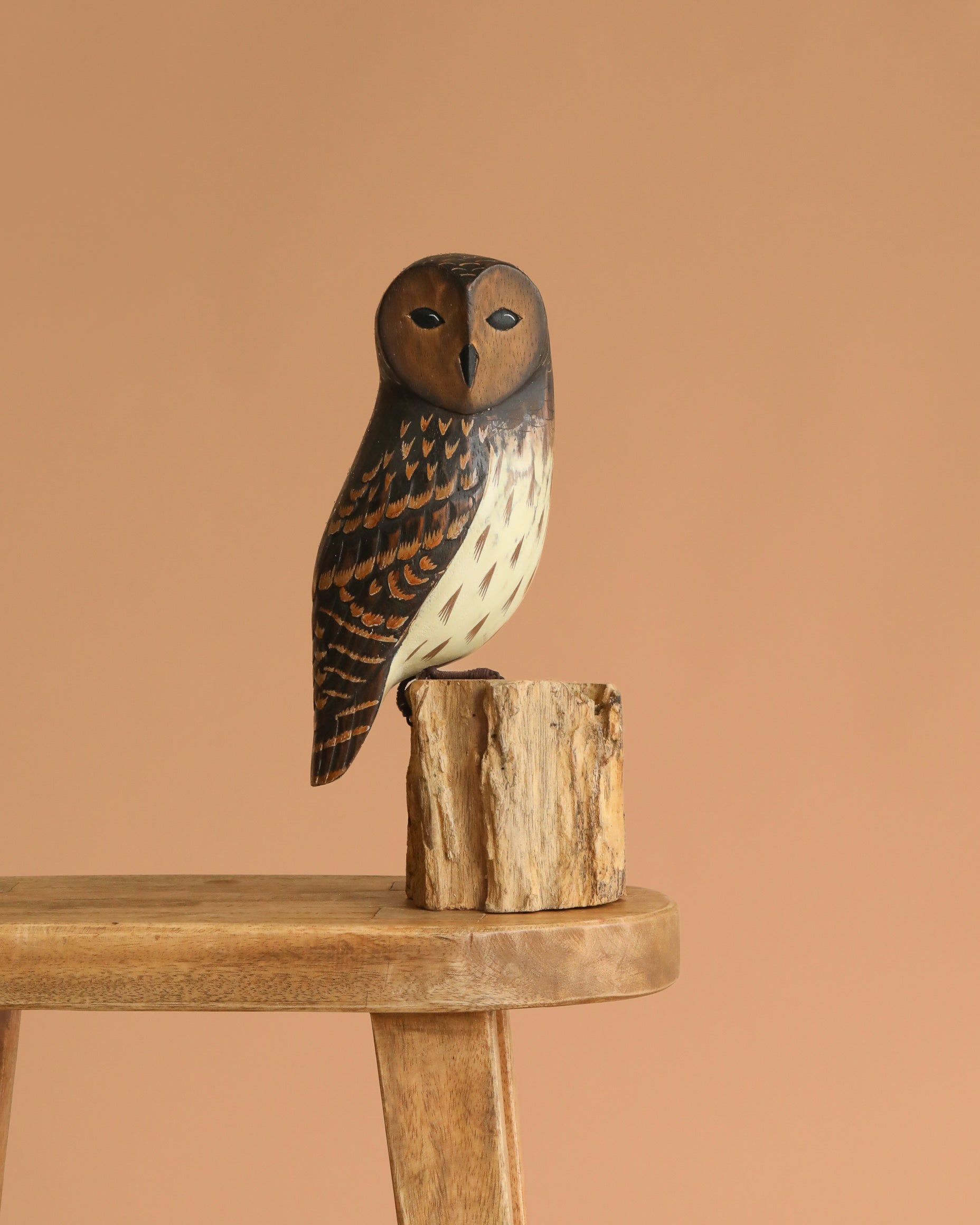Hand Carved Barred Owl - 13"H