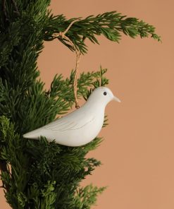 Hand Carved Hanging Ornament - Dove Bird - 2.5"H