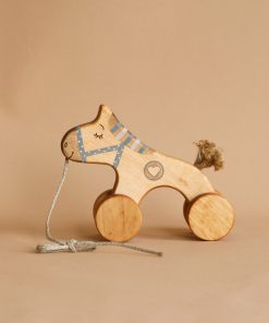 Handmade Wooden Horse Pull Toy | Blue