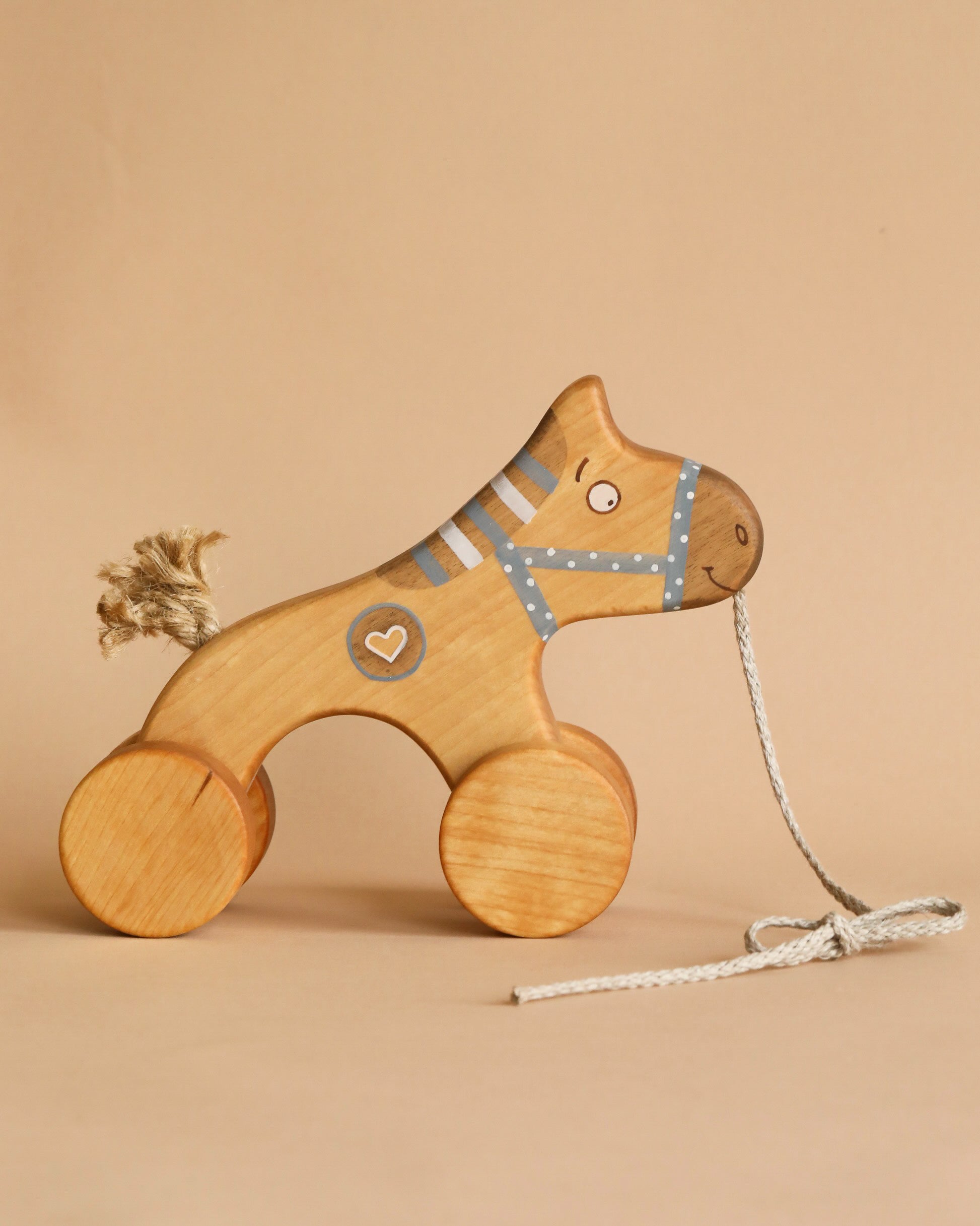 Handmade Wooden Horse Pull Toy | Blue - Image 2