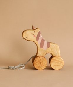 Handmade Wooden Unicorn Pull Toy