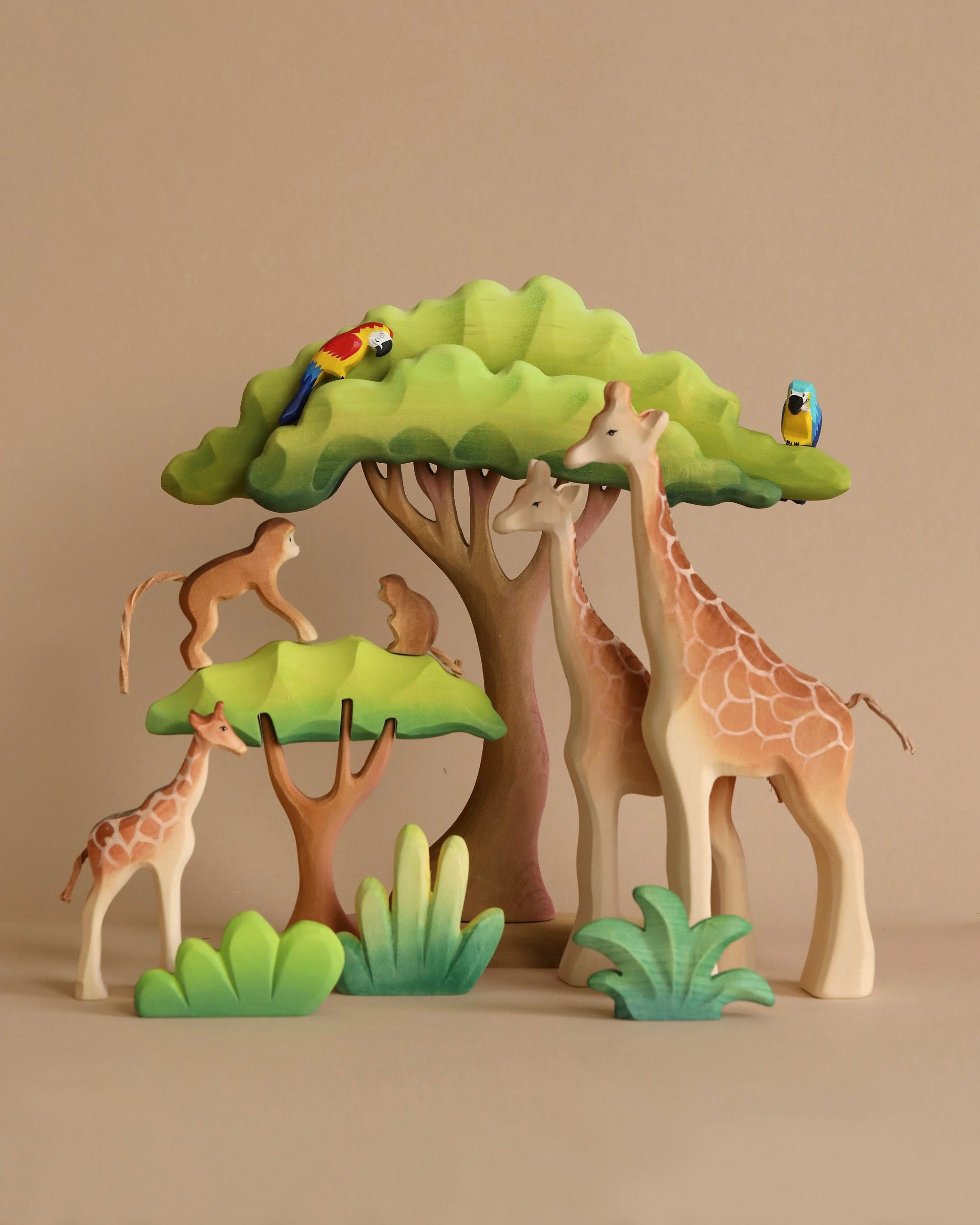 Bumbu Handmade Wooden Giraffe Family Set - Image 2