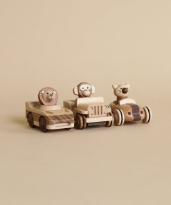 Wooden Animal Pull-Back Car