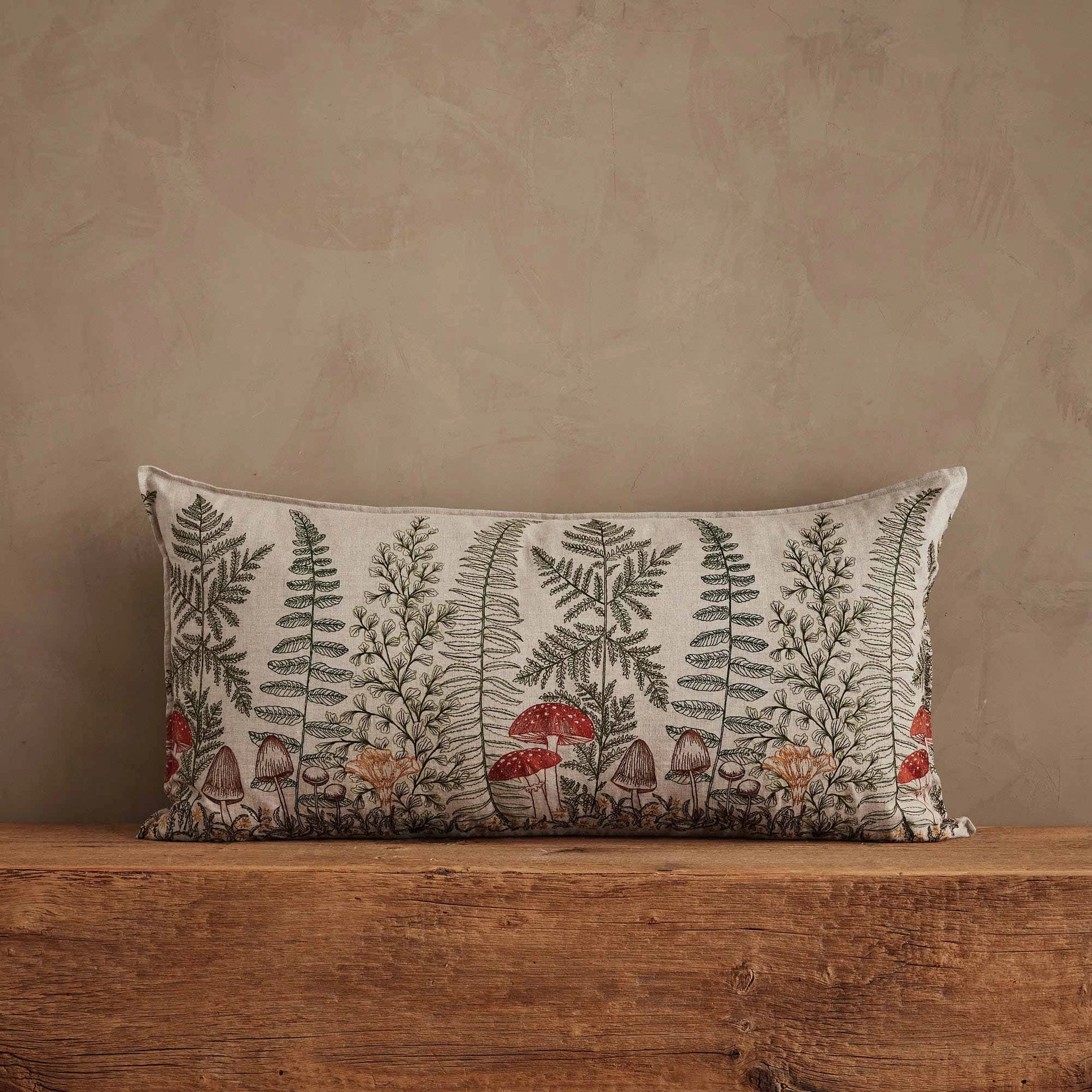 Coral & Tusk Mushrooms and Ferns Lumbar Pillow