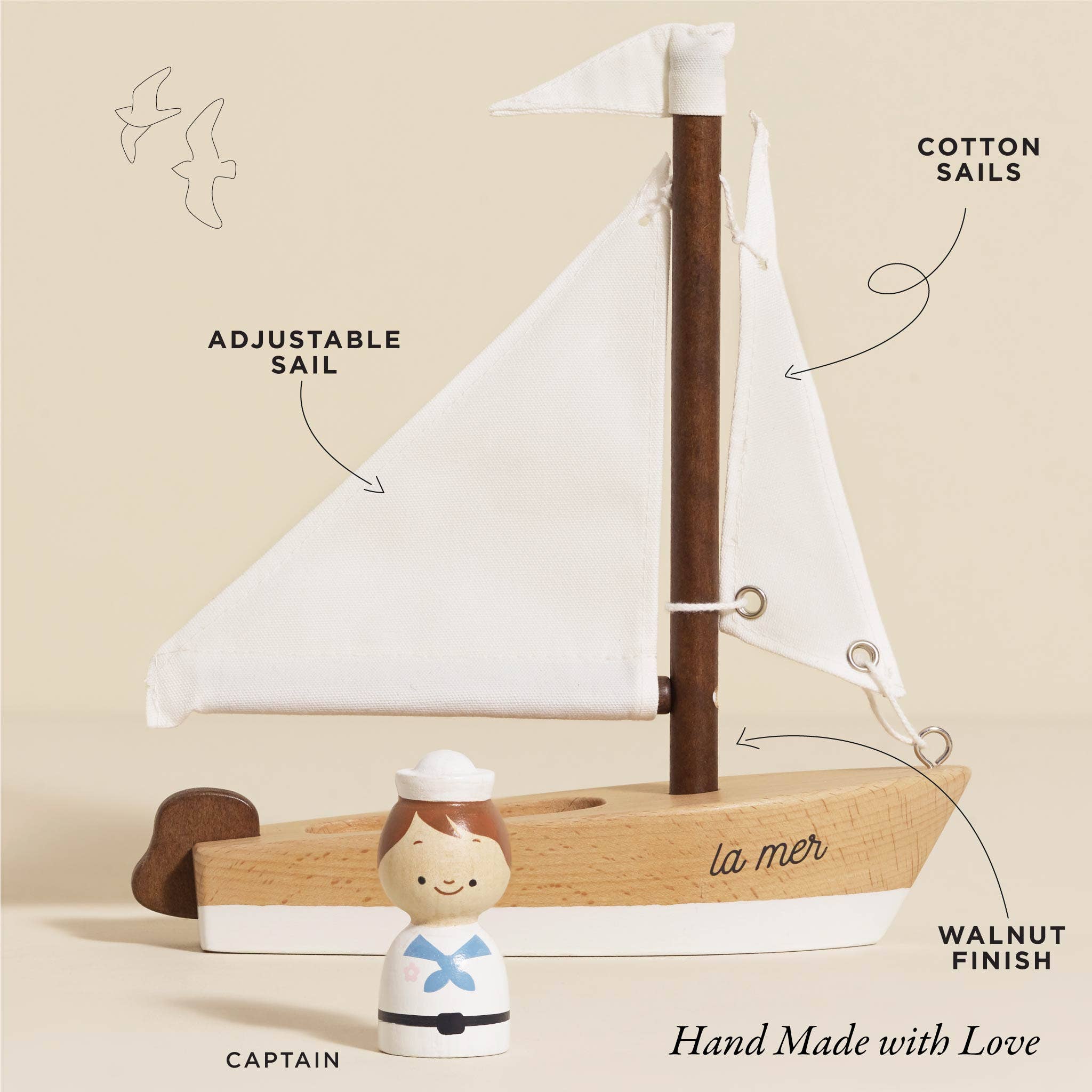 Wooden Sailing Boat & Captain - Image 3