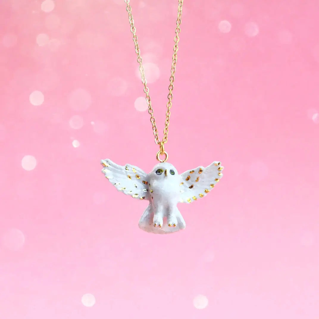 Gold and White Snowy Owl Necklace - Image 2