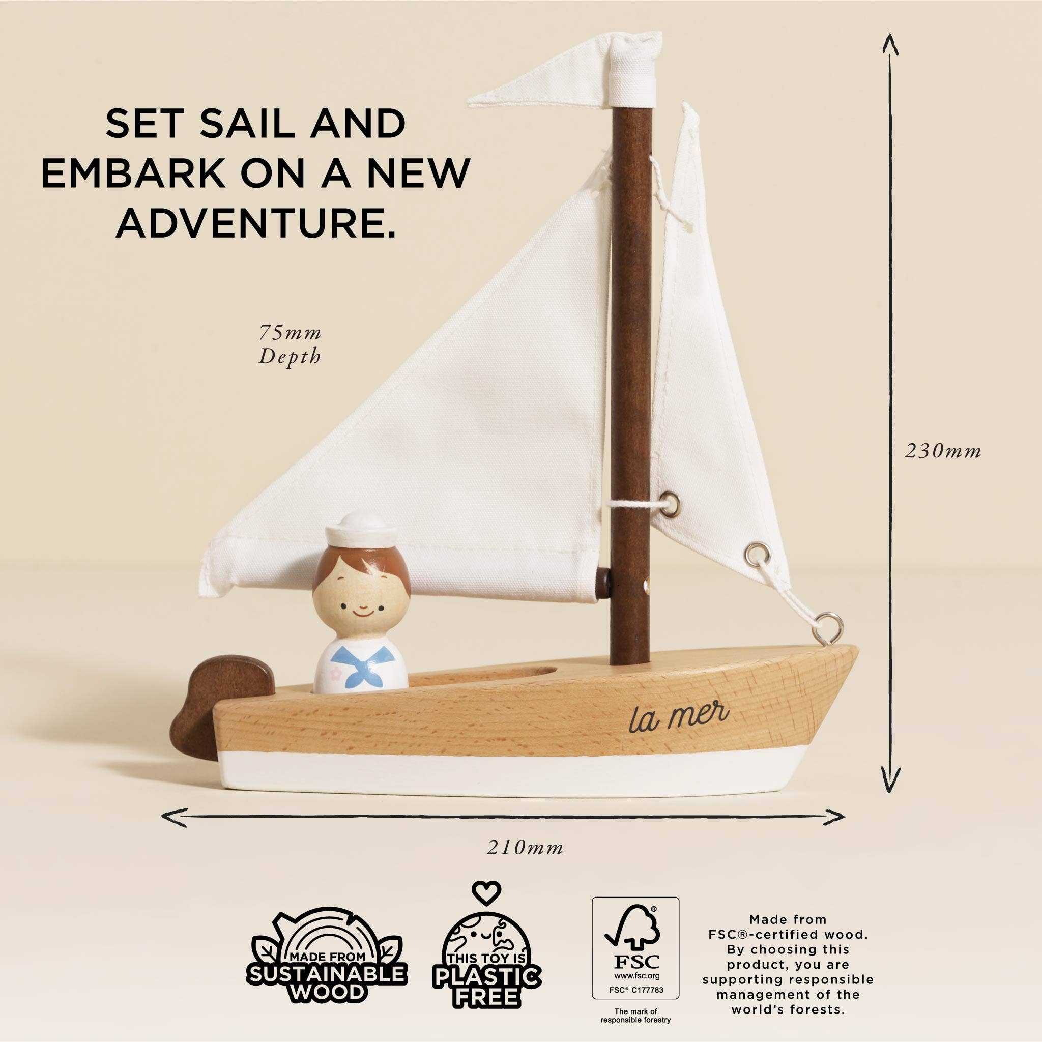 Wooden Sailing Boat & Captain - Image 5