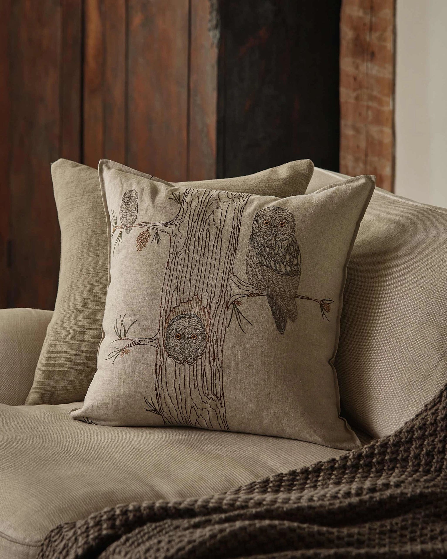 Coral & Tusk Owl Family Tree Pillow - Image 2