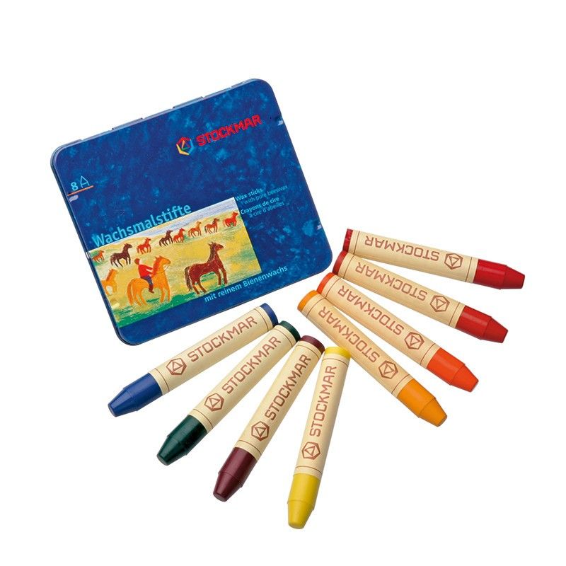 Stockmar Wax Stick Crayons Waldorf Tin Case - 8 Assorted - Image 3