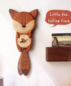 Handmade Wooden Fox Wall Clock