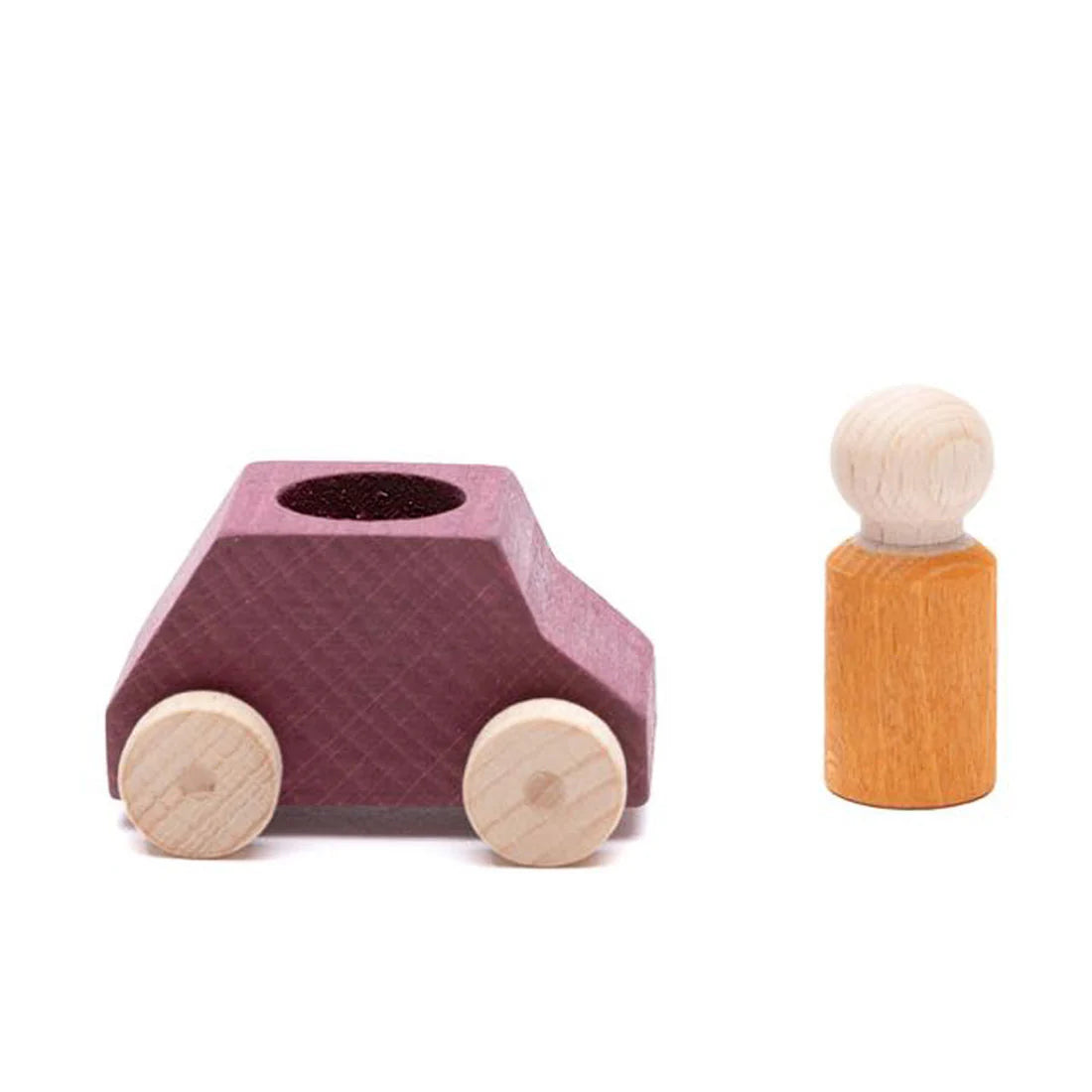 Lubulona Wooden Car with Figure - Plum - Image 3