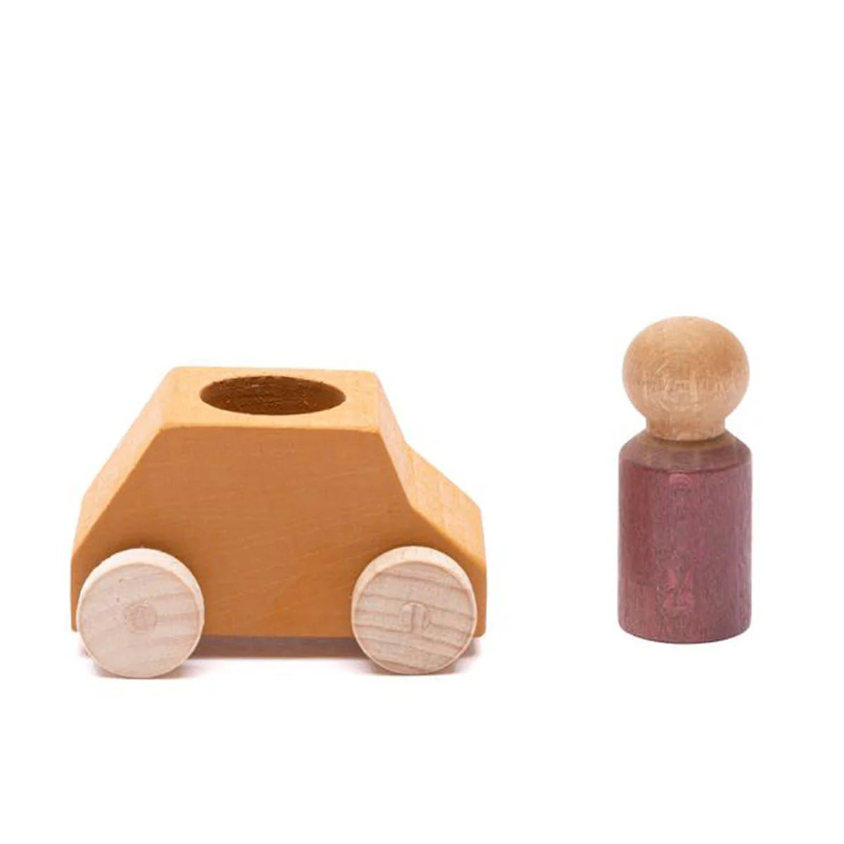 Lubulona Wooden Car with Figure - Ochre - Image 3