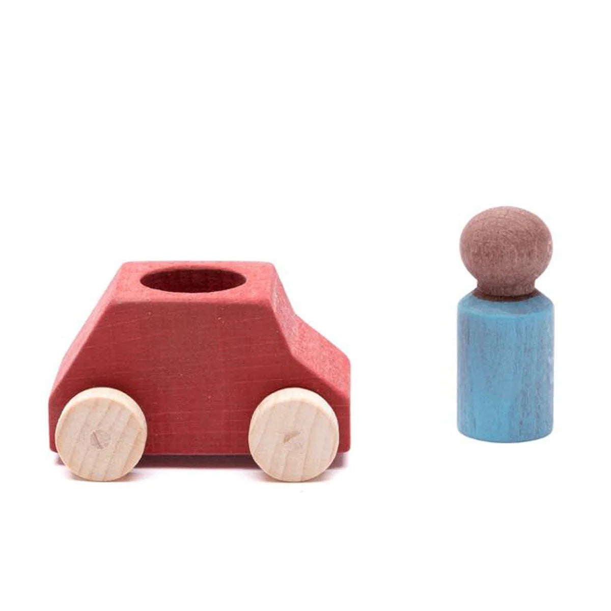 Lubulona Wooden Car with Figure - Red - Image 3
