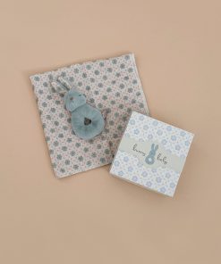 Bunny Rattle & Burp Cloth Set - Mint