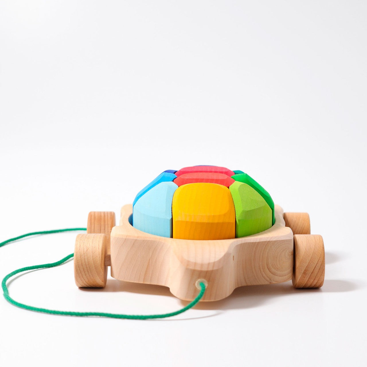 Grimm's Rainbow Turtle Pull-Toy and Building Blocks - Image 4