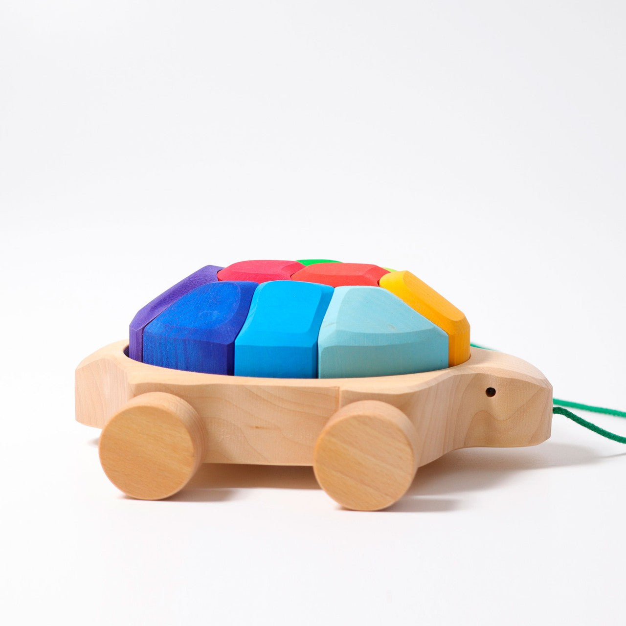 Grimm's Rainbow Turtle Pull-Toy and Building Blocks - Image 3