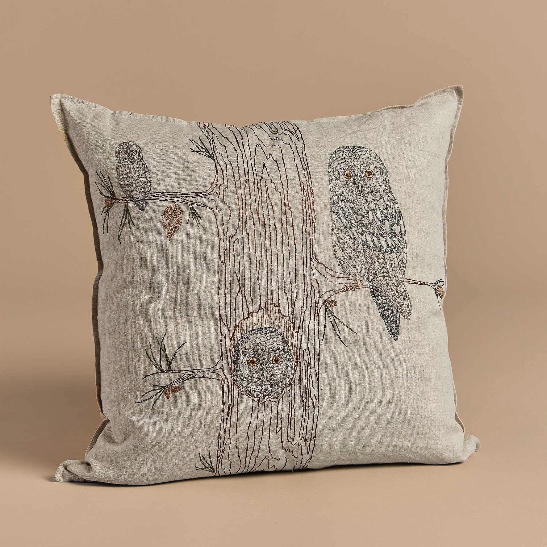 Coral & Tusk Owl Family Tree Pillow - Image 4