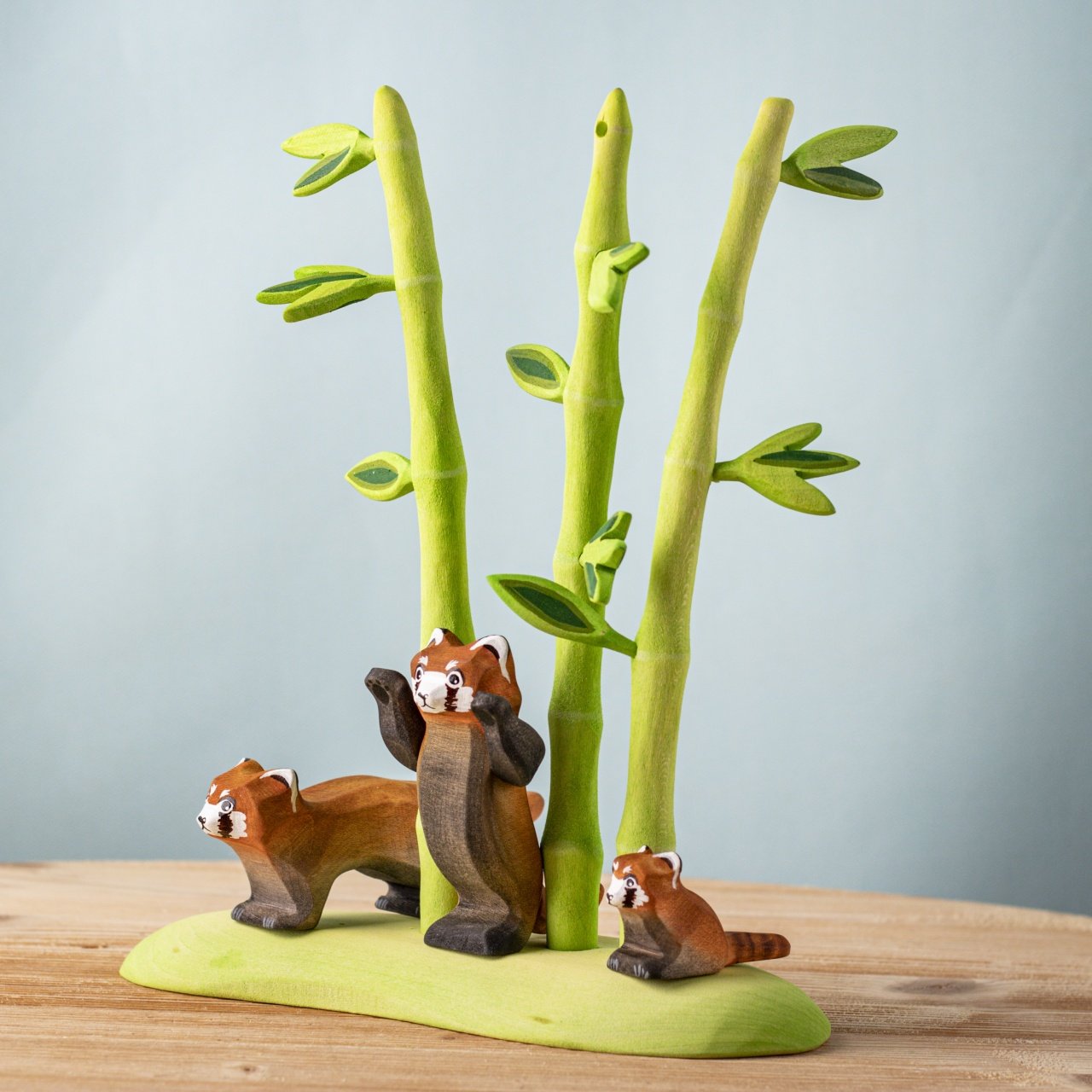 Bumbu Handmade Wooden Red Panda Family with Bamboo Set - Image 3
