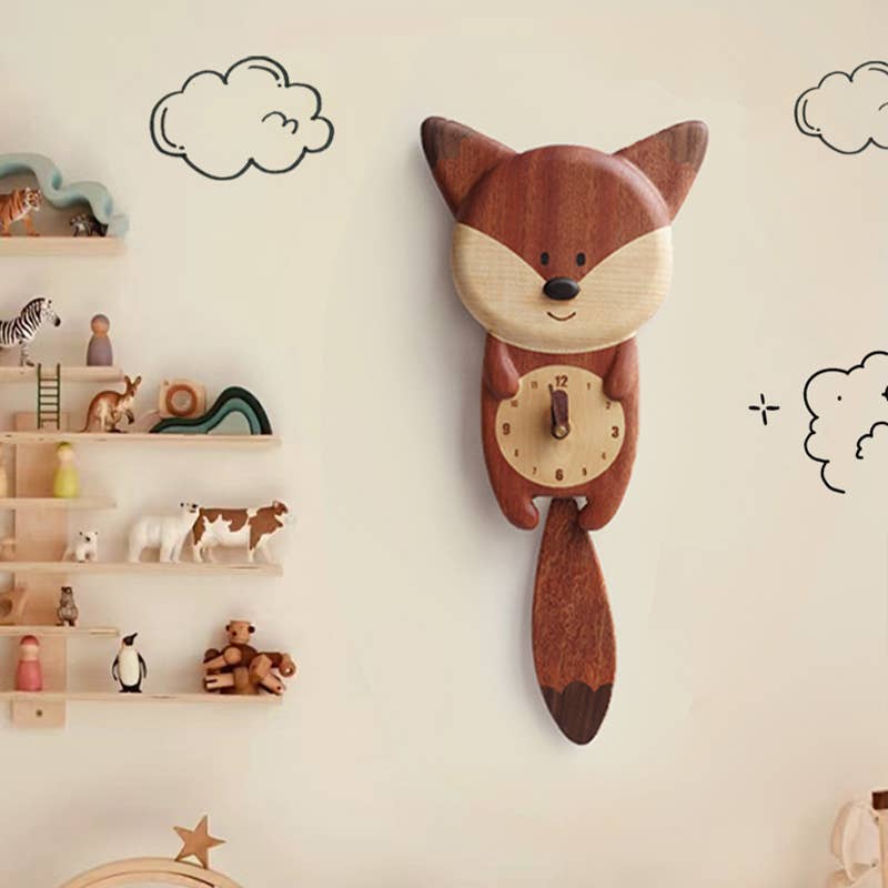 Handmade Wooden Fox Wall Clock - Image 3