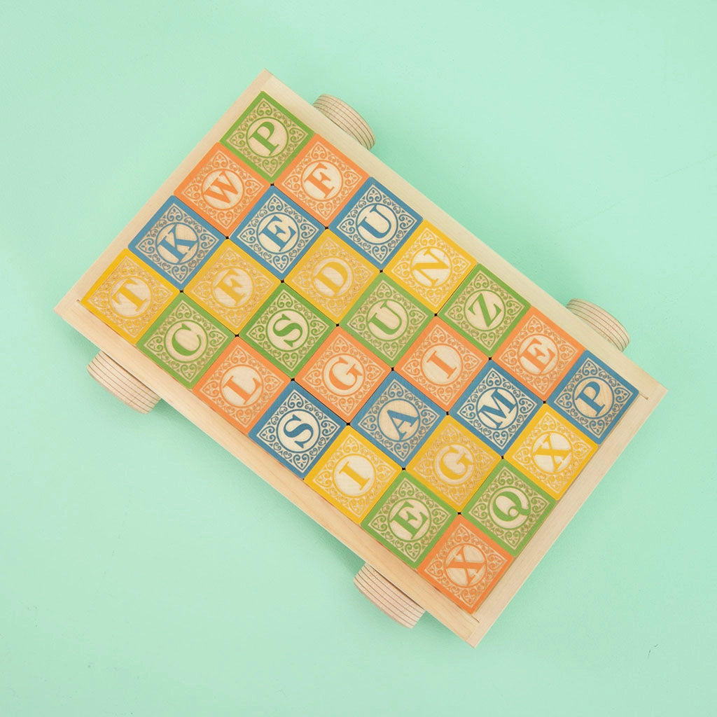 Uncle Goose Classic ABC Blocks with Wagon - Image 4