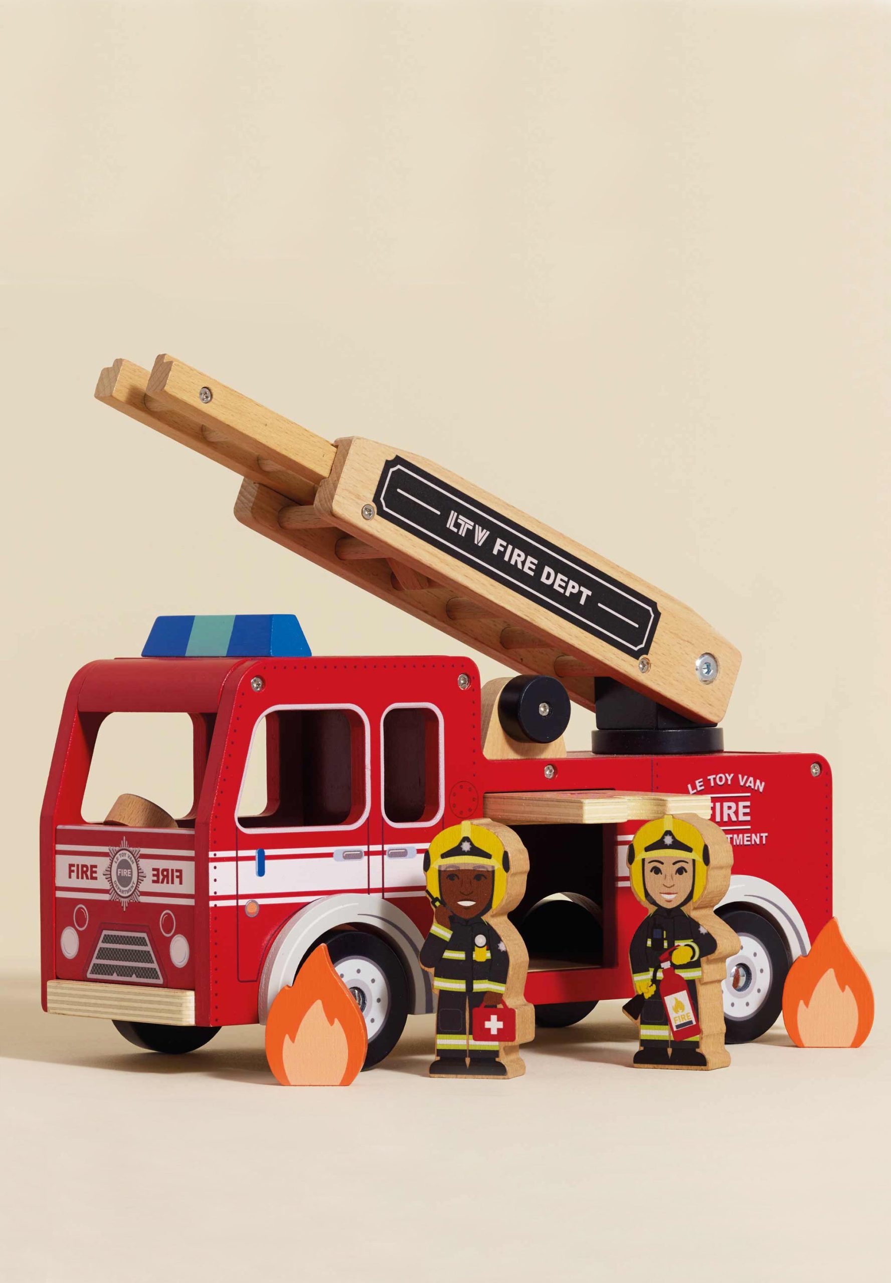 Wooden Toy Fire Engine & Characters