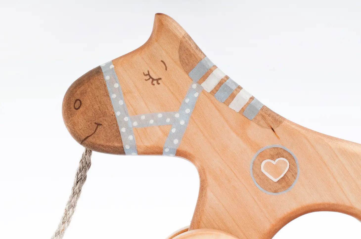 Handmade Wooden Horse Pull Toy | Blue - Image 4