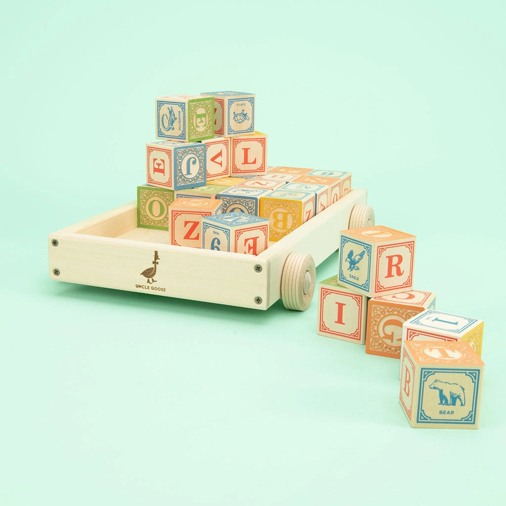 Uncle Goose Classic ABC Blocks with Wagon - Image 5
