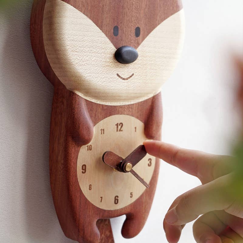 Handmade Wooden Fox Wall Clock - Image 4