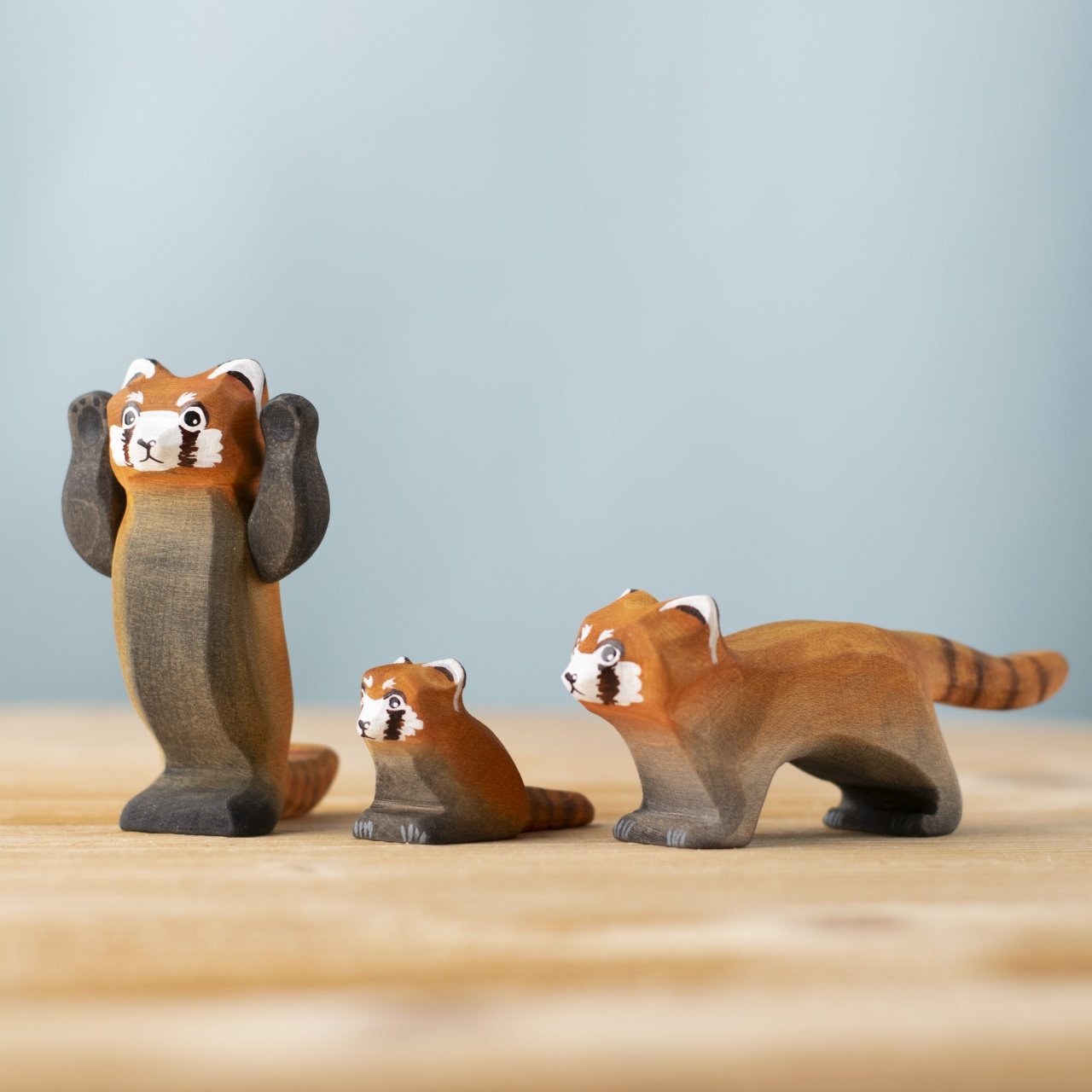 Bumbu Handmade Wooden Red Panda Family with Bamboo Set - Image 4