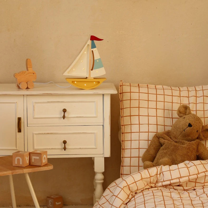 Handmade Wooden Lamp - Mini Sailboat, Mustard - Image 4