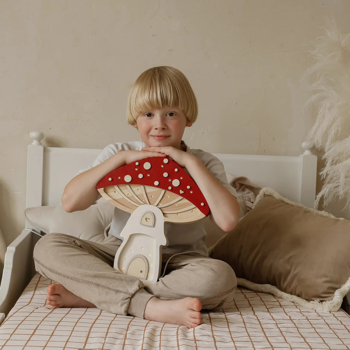 Handmade Wooden Lamp - Mushroom House - Image 5