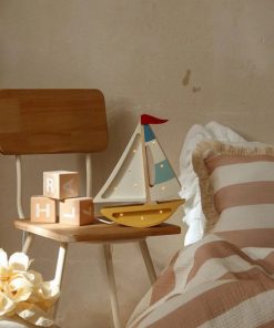 Handmade Wooden Lamp - Mini Sailboat, Mustard