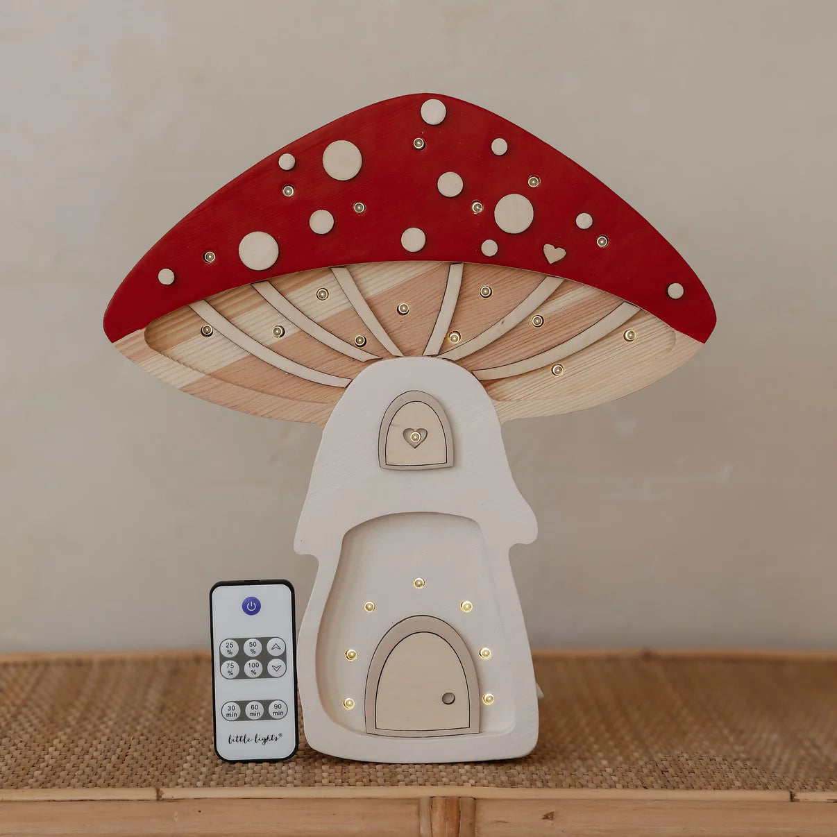 Handmade Wooden Lamp - Mushroom House - Image 4