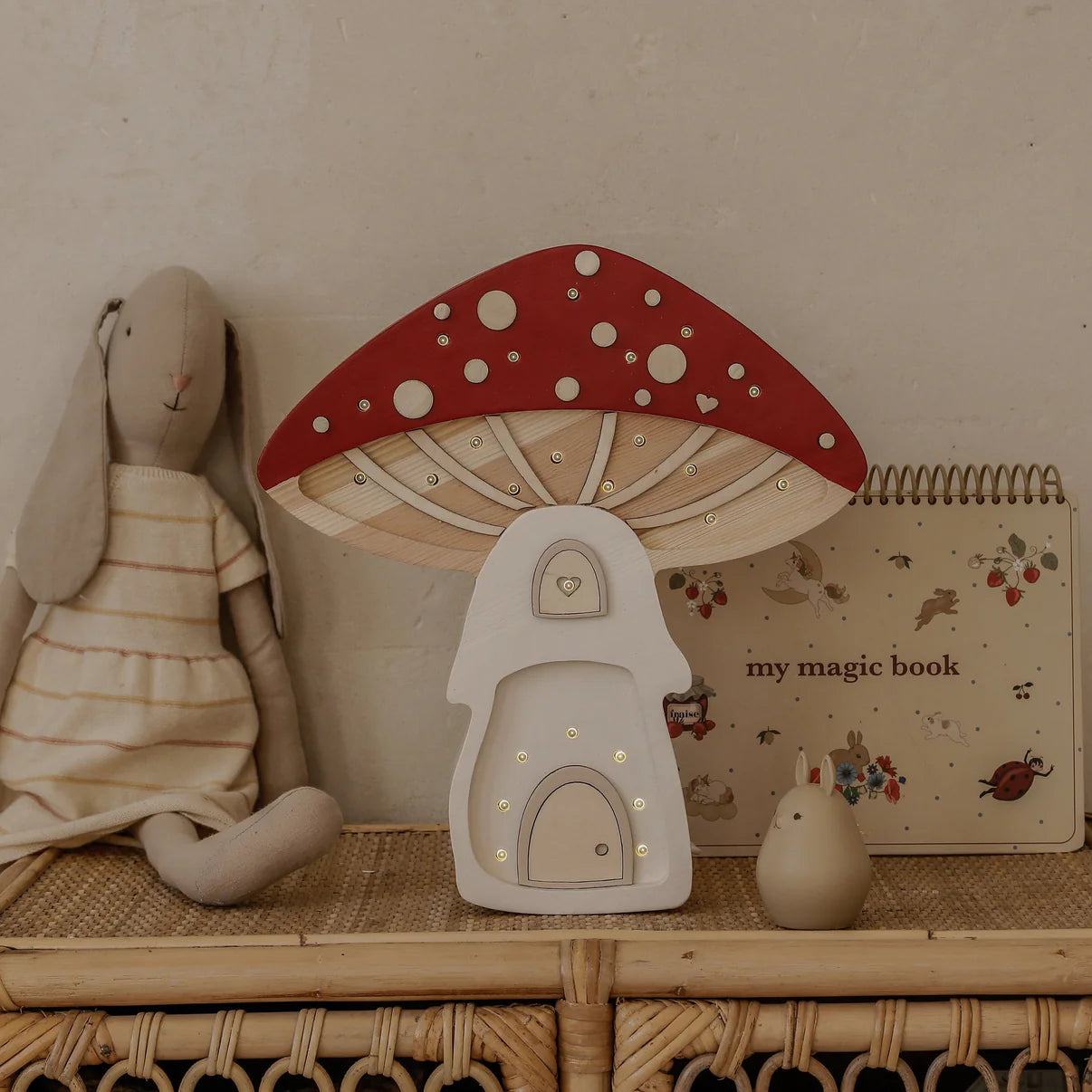 Handmade Wooden Lamp - Mushroom House